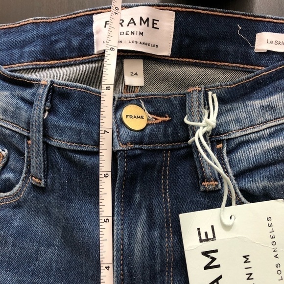Frame Denim Blue Le Skinny Jeanne Raw Hem Jeans 24 - Picture 5 of 8